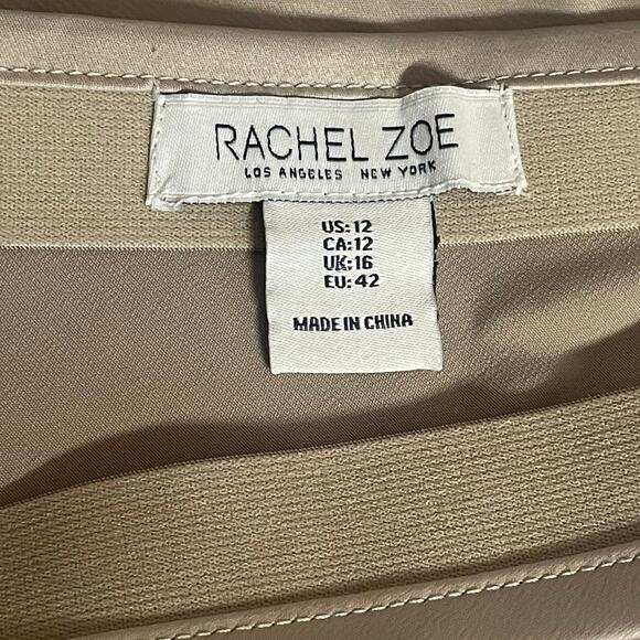 Rachel Zoe elastic waist beige gold maxi skirt women's size 12 poly/spandex - Picture 4 of 5